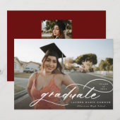 Moderne kalligrafie Horizontaal foto Afstuderen Aankondiging (Voorkant / Achterkant)