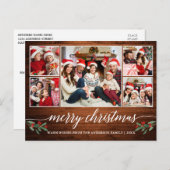 Moderne kalligrafie Hout 5 Kerstfeest Briefkaart (Voorkant / Achterkant)