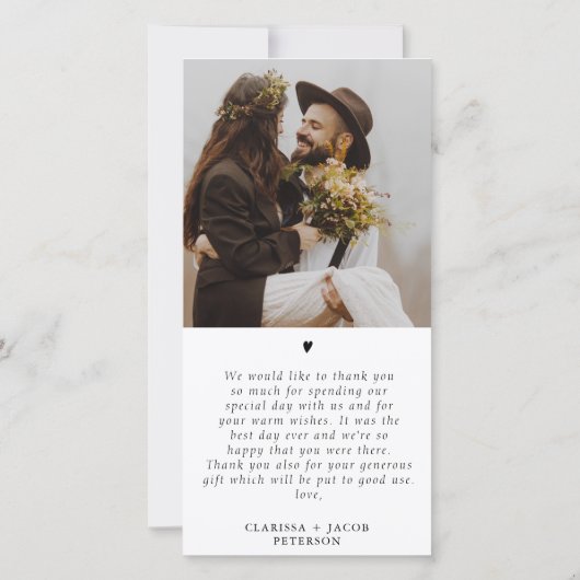 Moderne kalligrafie Huwelijks Dankjewelfoto kaart (Achterkant)