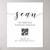 Moderne kalligrafie Huwelijksprogramma QR-code bor Poster (Voorkant)