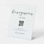 Moderne kalligrafie huwelijksreis fonds QR-code br Reclamebord Met Voetstuk (Voorkant)