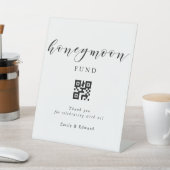 Moderne kalligrafie huwelijksreis fonds QR-code br Reclamebord Met Voetstuk (Insitu)