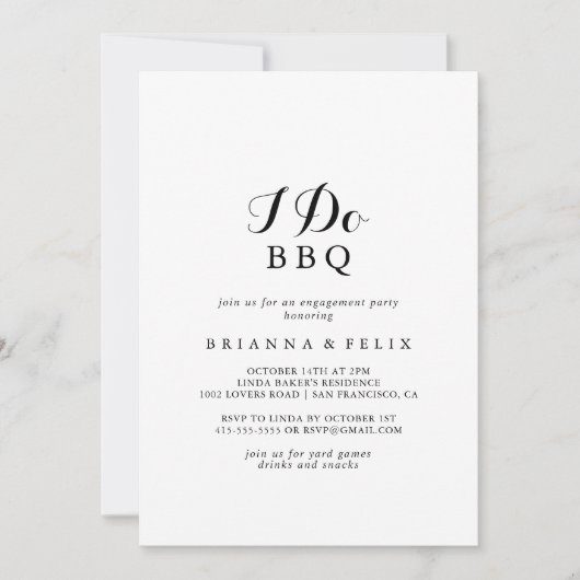 Moderne kalligrafie Ik doe BBQ Engagement Party Kaart (Voorkant)