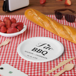 Moderne kalligrafie ik doe bbq vrijgezellenfeest papieren bordje