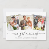 Moderne kalligrafie Ink Pen 3 Foto bruiloft Aankondiging (Voorkant)