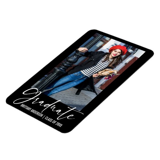 Moderne kalligrafie Ink Pen Afstuderen Aankondigin Magneet (Linkerzijde)