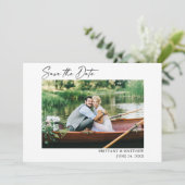 Moderne kalligrafie Ink Pen script Foto Save The Date (Staand voorkant)