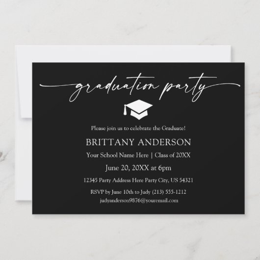 Moderne kalligrafie Ink Script Graduation Party Kaart (Achterkant)