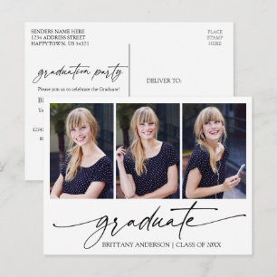 Moderne kalligrafie inkt 3 foto afstudeerfeest briefkaart