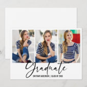 Moderne kalligrafie Inkt Pen 3 Foto Afstuderen Aankondiging (Voorkant / Achterkant)