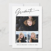 Moderne kalligrafie inkt script 3 Foto Afstuderen Aankondiging (Voorkant)