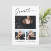 Moderne kalligrafie inkt script 3 Foto Afstuderen Aankondiging (Staand voorkant)