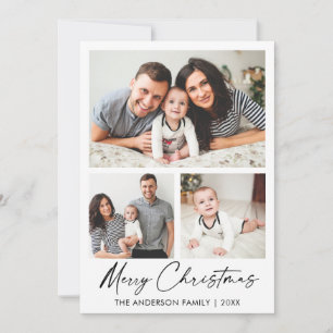 Moderne kalligrafie inkt script 3 Foto's Kerstmis Feestdagenkaart