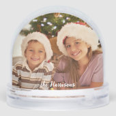 Moderne kalligrafie Kerstfoto Sneeuwbol (Achterkant)