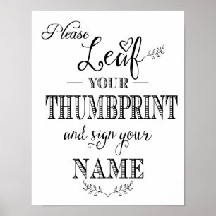 Moderne kalligrafie Laat je duimafdruk afdrukken Poster