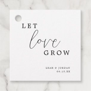 Moderne kalligrafie laat liefde groeien bruiloft bedankjes labels