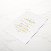 Moderne kalligrafie Laten we feestelijk goud viere Folie Uitnodiging (Gedraaid)