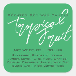 Moderne kalligrafie met lichtgroene kaars vierkante sticker