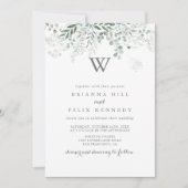 Moderne kalligrafie Monogram bruiloft Kaart (Voorkant)