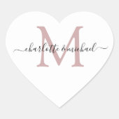 Moderne kalligrafie Monogram hart Sticker (Voorkant)
