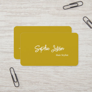 Moderne kalligrafie mosterd kleur haar stylist visitekaartje