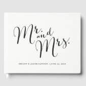 Moderne kalligrafie Mr en Mrs bruiloft gastenboek (Voorkant)