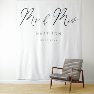 Moderne kalligrafie Mr. en Mrs Wedding Tapestry Wandkleed
