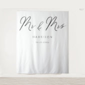 Moderne kalligrafie Mr. en Mrs Wedding Tapestry Wandkleed (Voorkant)