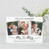 Moderne kalligrafie, Mr Mrs. We zijn getrouwd Aankondiging (Staand voorkant)