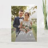 Moderne kalligrafie multi foto bruiloft bedankkaart (Voorkant)