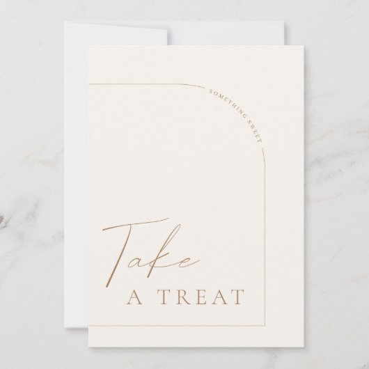 Moderne kalligrafie 'Neem een traktatie' bruilofts Kaart (Voorkant)