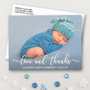 Moderne kalligrafie Nieuwe baby Liefde en dank Briefkaart