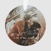 Moderne kalligrafie Onze eerste kerst als Mr. Mrs. Ornament (voorkant)