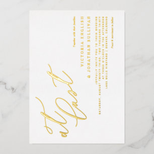 Moderne kalligrafie op de laatste bruiloft folie uitnodiging