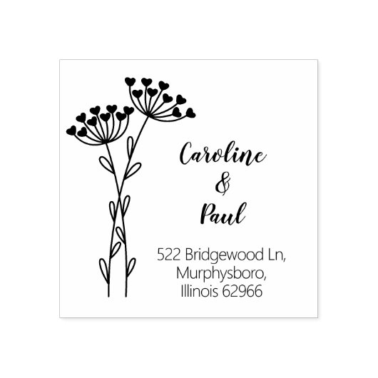 Moderne kalligrafie paardenbloem retouradres rubberstempel (Afrduk)