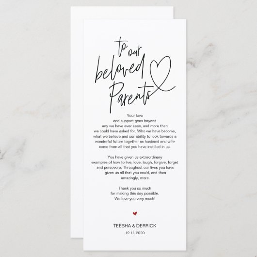 Moderne kalligrafie Plaats instelling Dank u kaart (Voorkant / Achterkant)