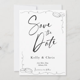 Moderne kalligrafie platte save the date kaart