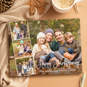 Moderne kalligrafie Prettig Thanksgiving 4 foto Briefkaart