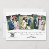 Moderne Kalligrafie QR Code 4 Foto's Bruiloft Bedankkaart (Achterkant)