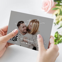 Moderne kalligrafie QR-code foto bruiloft  Save The Date