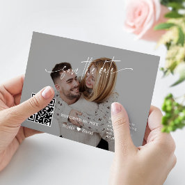 Moderne kalligrafie QR-code foto bruiloft   Save The Date