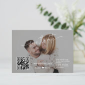 Moderne kalligrafie QR-code foto bruiloft   Save The Date (Staand voorkant)