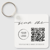 Moderne kalligrafie QR Code Logo White Sleutelhanger (Voorkant)