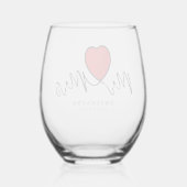 Moderne kalligrafie Red Heart Mr. en Mrs. Wedding Wijnglas Zonder Voet (Achterkant)
