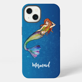 Moderne kalligrafie regenboog zeemeermin koperkleu iPhone 13 hoesje