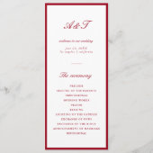 Moderne kalligrafie rode bruiloft programma (Voorkant)
