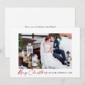 Moderne kalligrafie rode inkt script bruiloft foto feestdagenkaart (Voorkant / Achterkant)