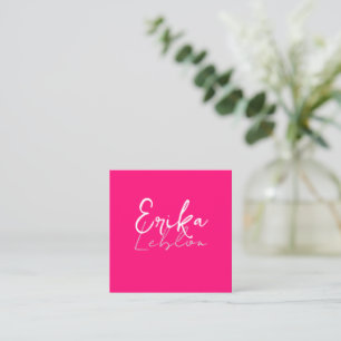 Moderne kalligrafie roze minimalistisch vierkante visitekaartje