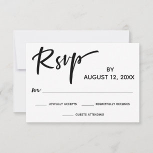 Moderne kalligrafie RSVP met gouden streep op de a Kaartje