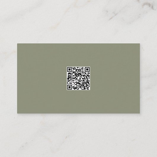 Moderne kalligrafie Sage Green Details QR-code Informatiekaartje (Achterkant)